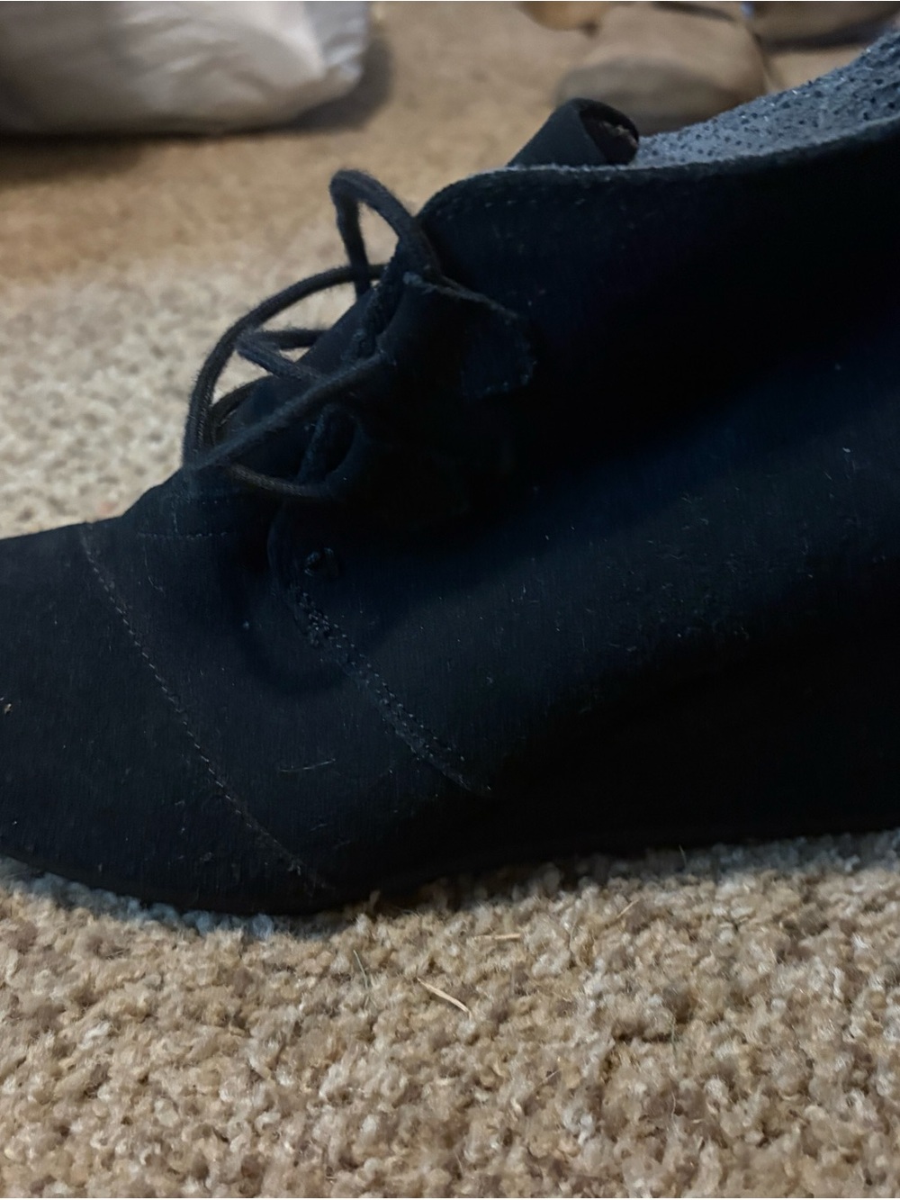 Toms Black Suede Lace-Up Ankle Booties
